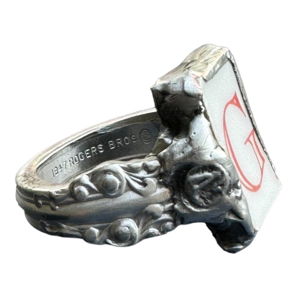 Peter Rabbit Alphabet Broken China Ring & 1847 Rogers Bro 3X SP Spoon Handle 7.5 - Picture 6 of 17